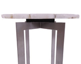 White Agate Accent Side Table Silver Base 21"H x 16"D - Golden Nile