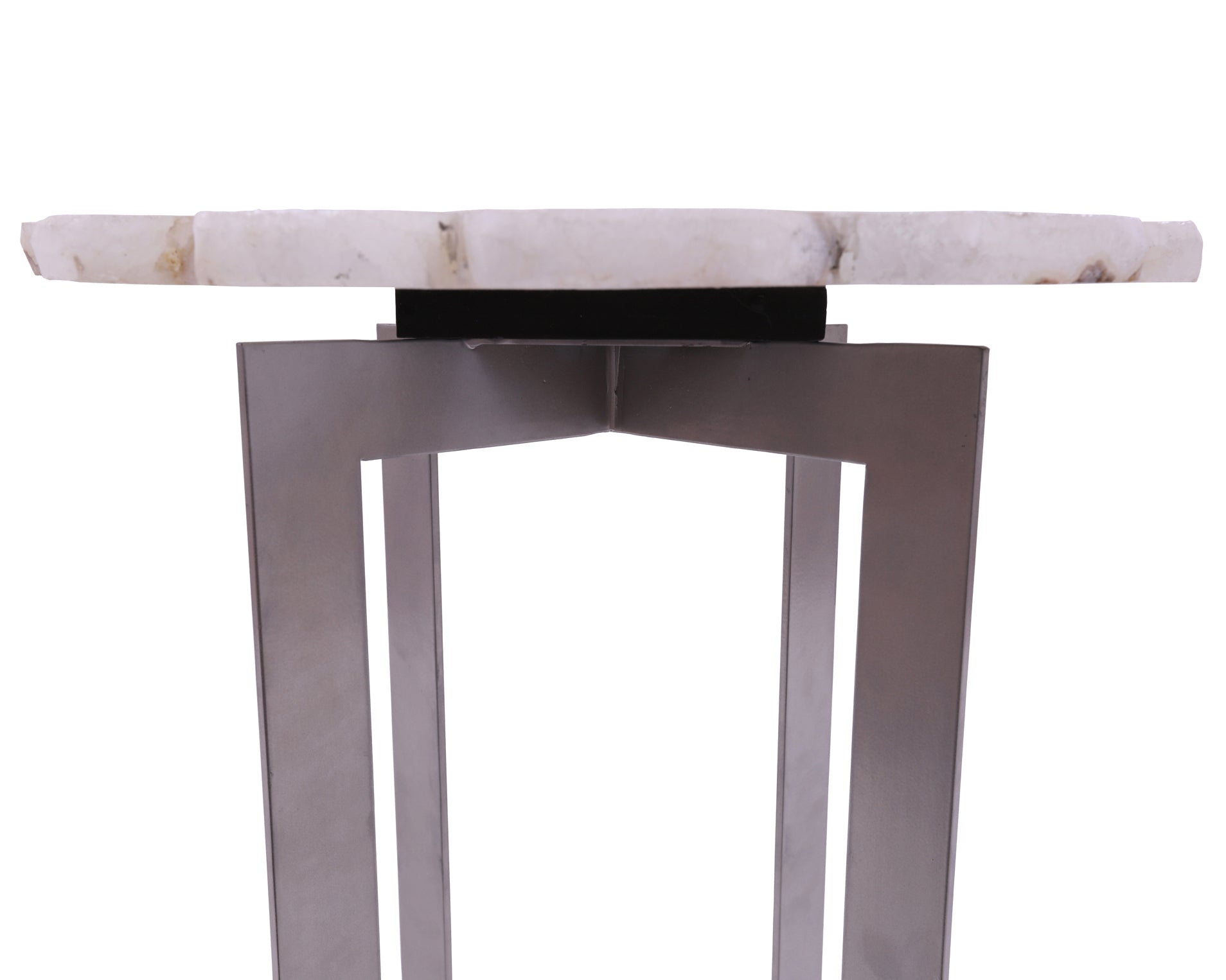 White Agate Accent Side Table Silver Base 21"H x 16"D - Golden Nile