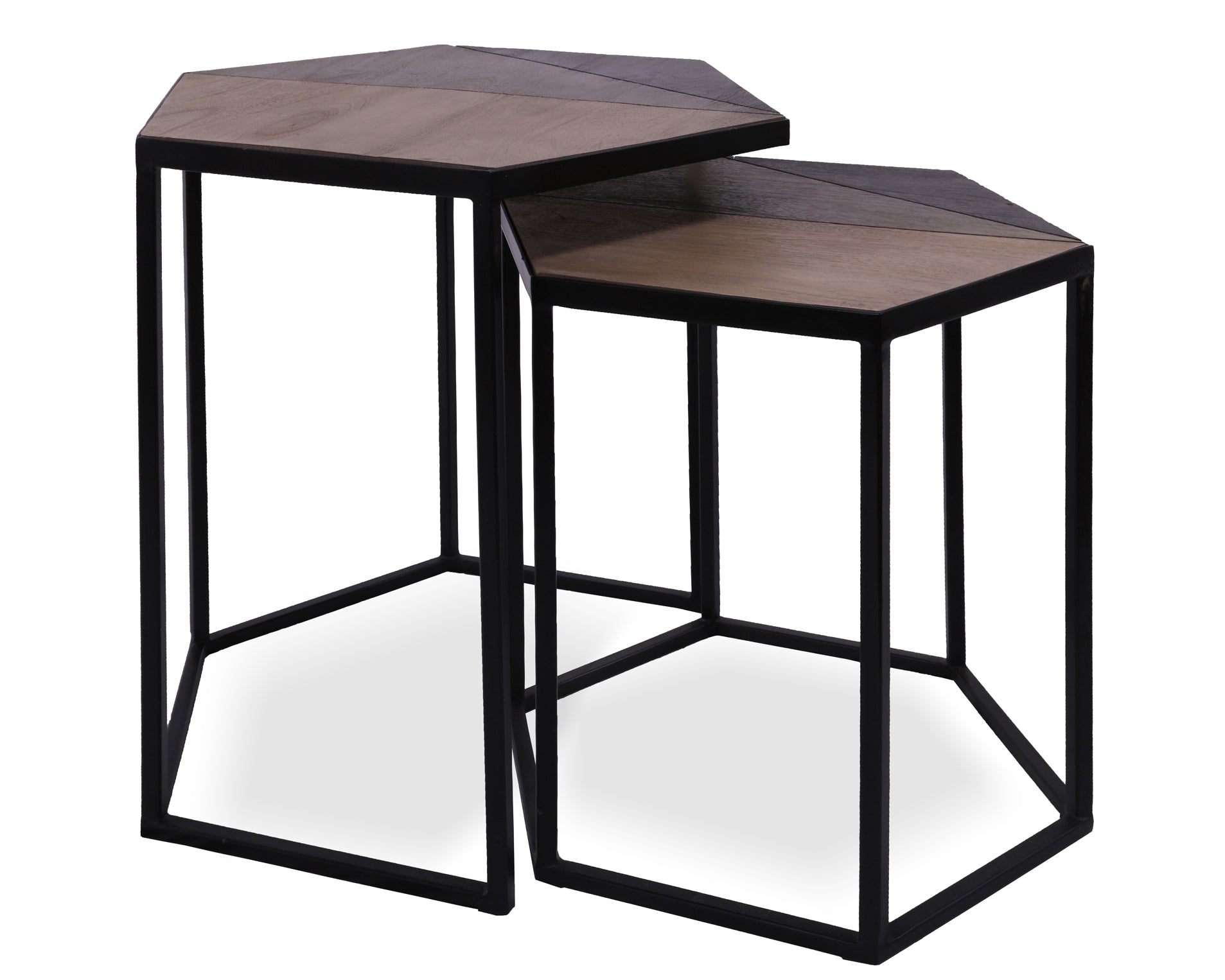 Solid Wood Nesting Coffee Table With Metal Legs - Golden Nile