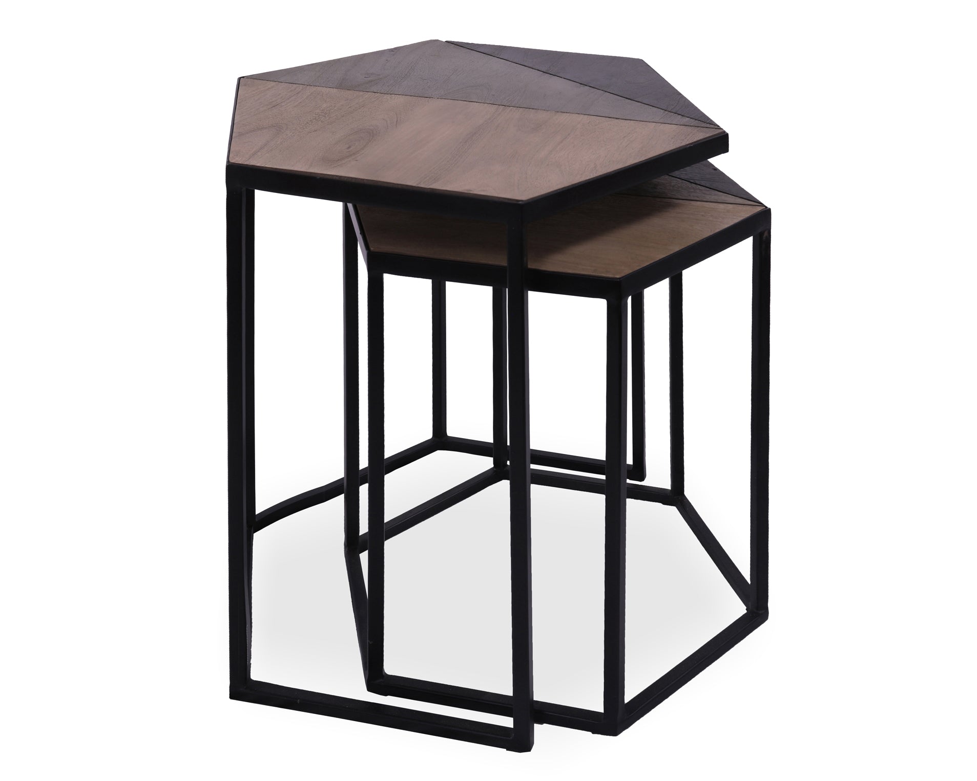 Solid Wood Nesting Coffee Table With Metal Legs - Golden Nile