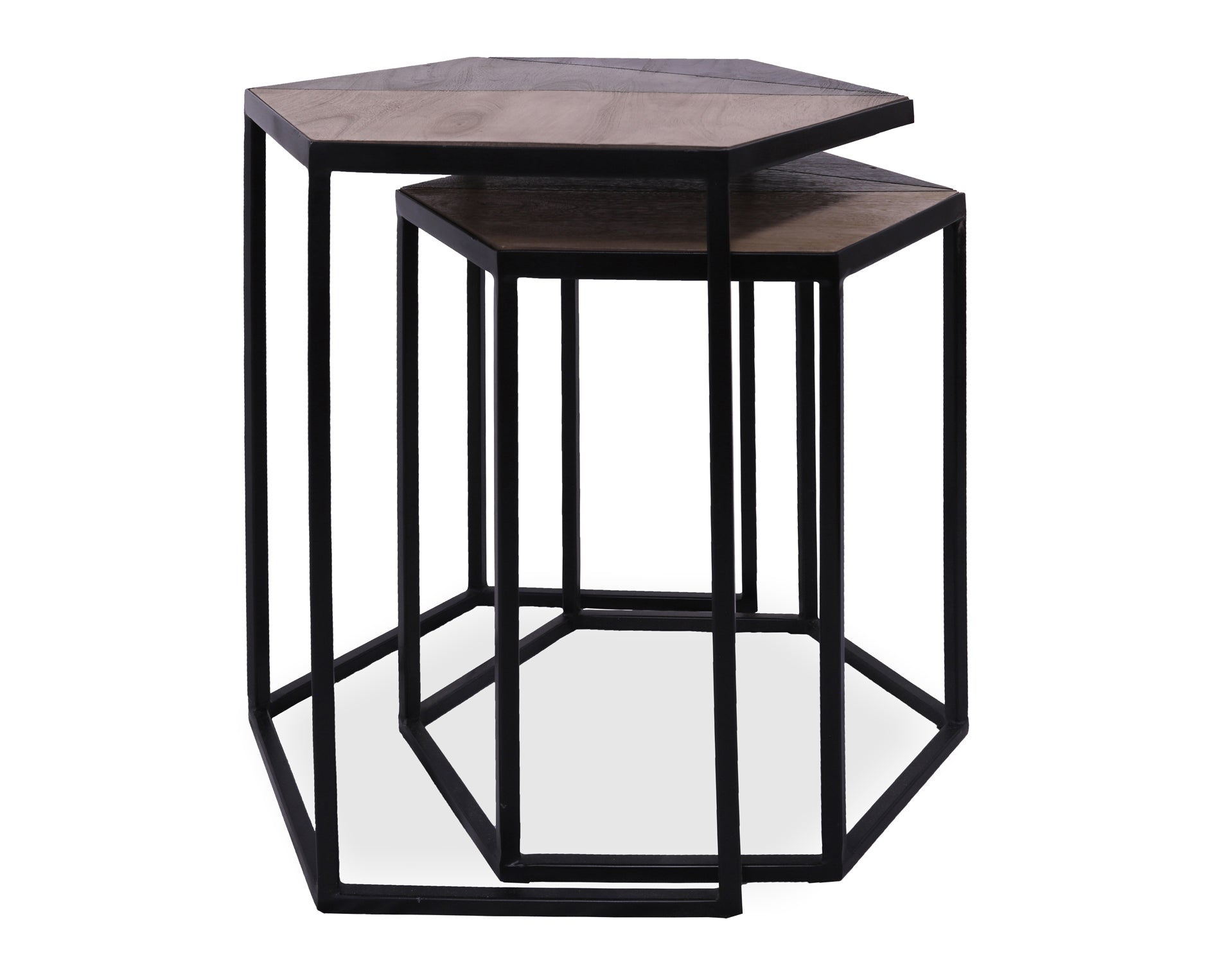 Solid Wood Nesting Coffee Table With Metal Legs - Golden Nile