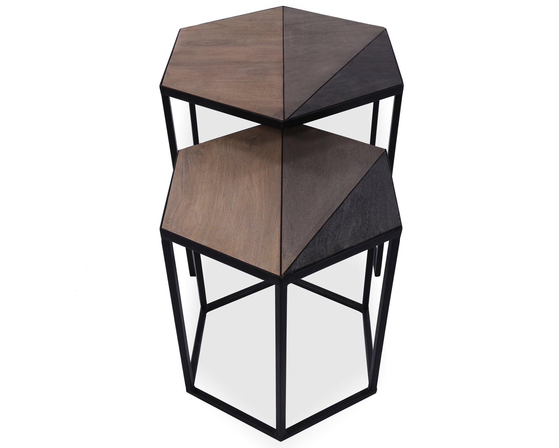 Solid Wood Nesting Coffee Table With Metal Legs - Golden Nile