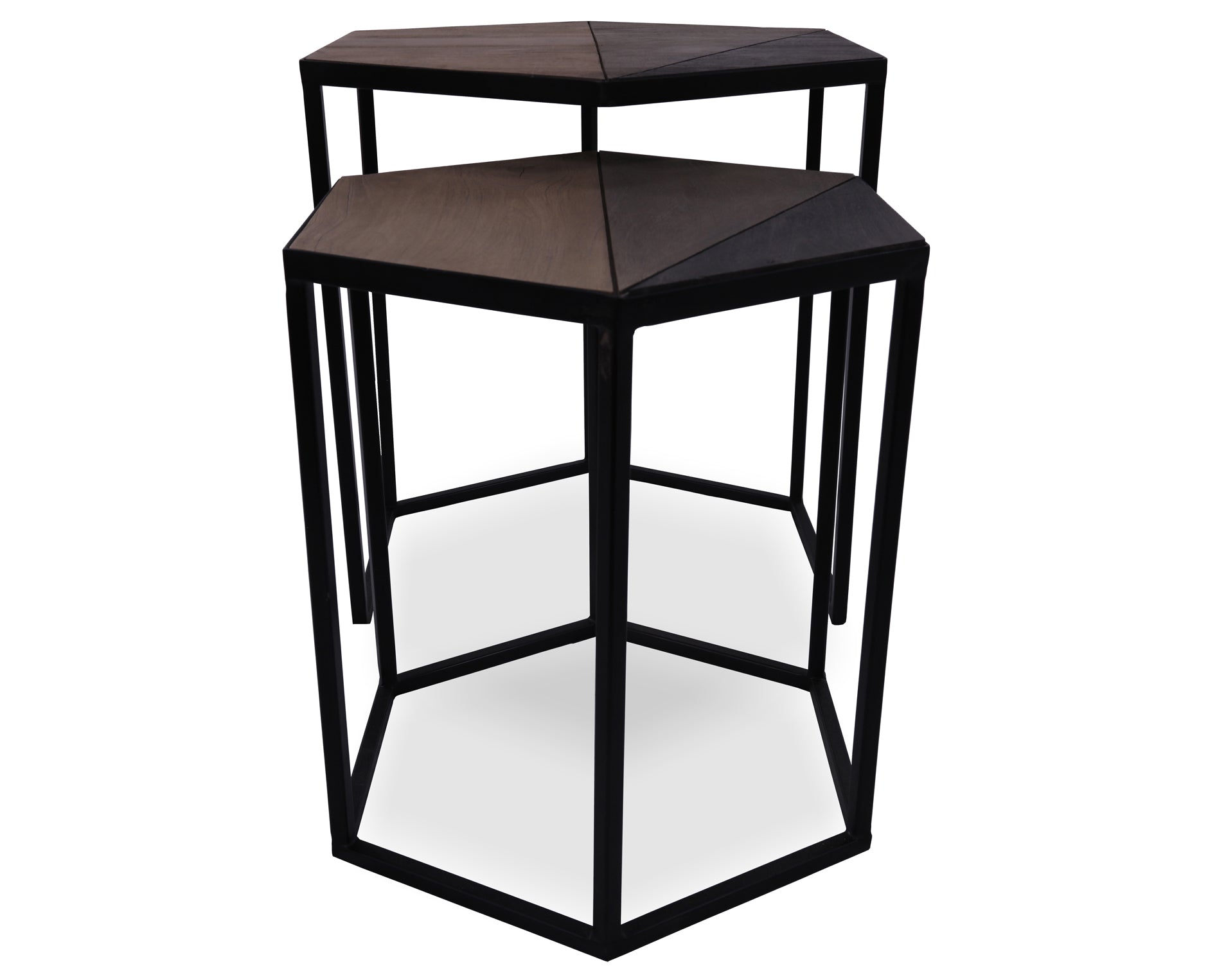 Solid Wood Nesting Coffee Table With Metal Legs - Golden Nile