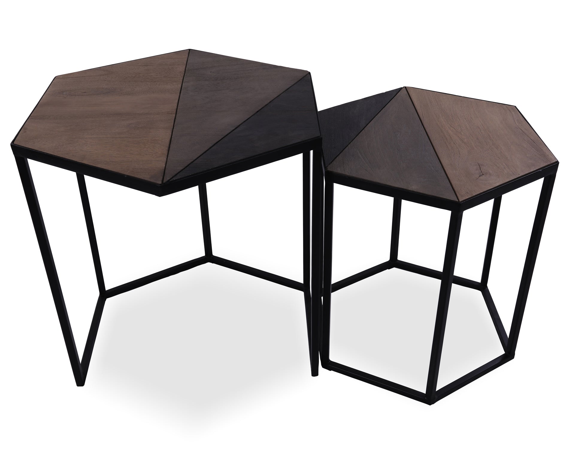 Solid Wood Nesting Coffee Table With Metal Legs - Golden Nile