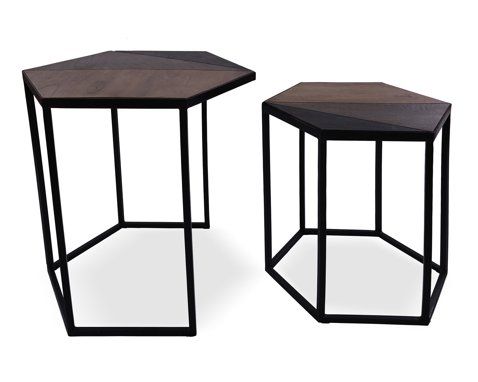 Solid Wood Nesting Coffee Table With Metal Legs - Golden Nile