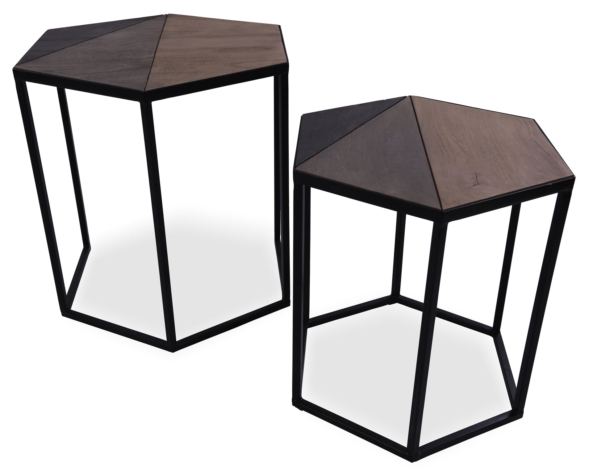 Solid Wood Nesting Coffee Table With Metal Legs - Golden Nile