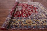 Red Fine Isfahan Hand Knotted Rug - 11' 2" X 17' 1" - Golden Nile