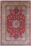 Red Fine Isfahan Hand Knotted Rug - 11' 2" X 17' 1" - Golden Nile