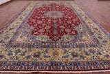 Red Fine Isfahan Hand Knotted Rug - 11' 2" X 17' 1" - Golden Nile