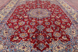 Red Fine Isfahan Hand Knotted Rug - 11' 2" X 17' 1" - Golden Nile