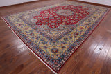Red Fine Isfahan Hand Knotted Rug - 11' 2" X 17' 1" - Golden Nile