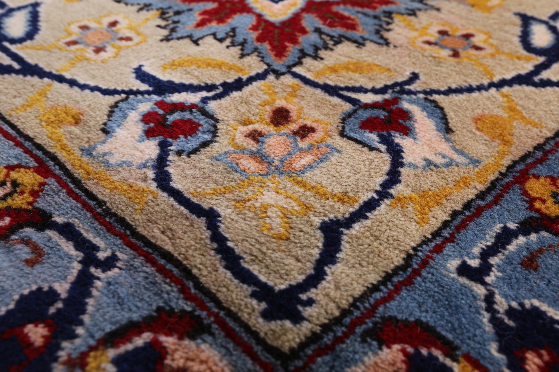 Red Fine Isfahan Hand Knotted Rug - 11' 2" X 17' 1" - Golden Nile