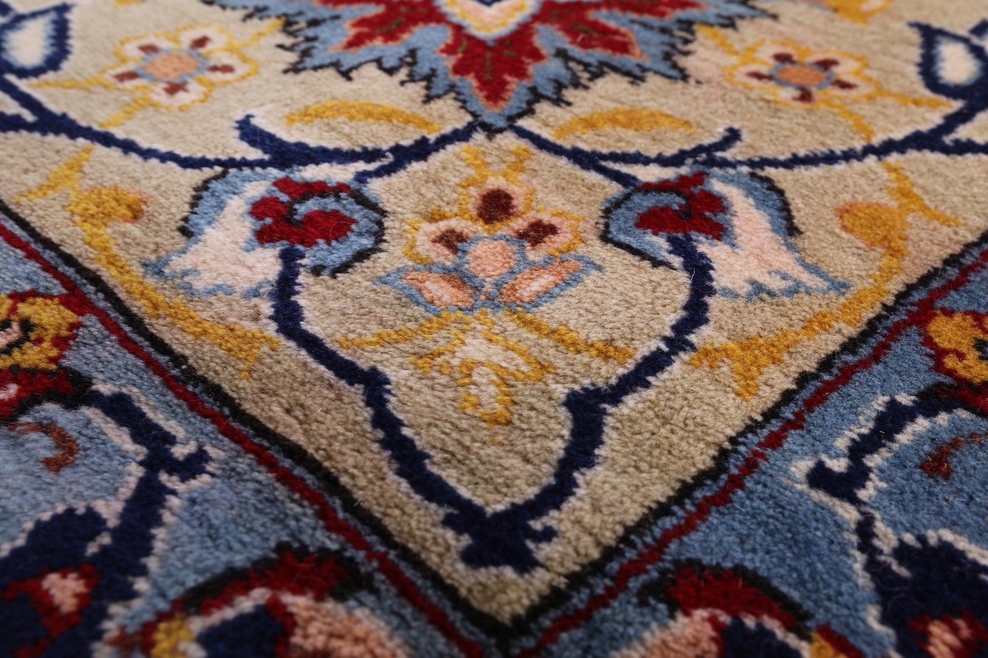 Red Fine Isfahan Hand Knotted Rug - 11' 2" X 17' 1" - Golden Nile