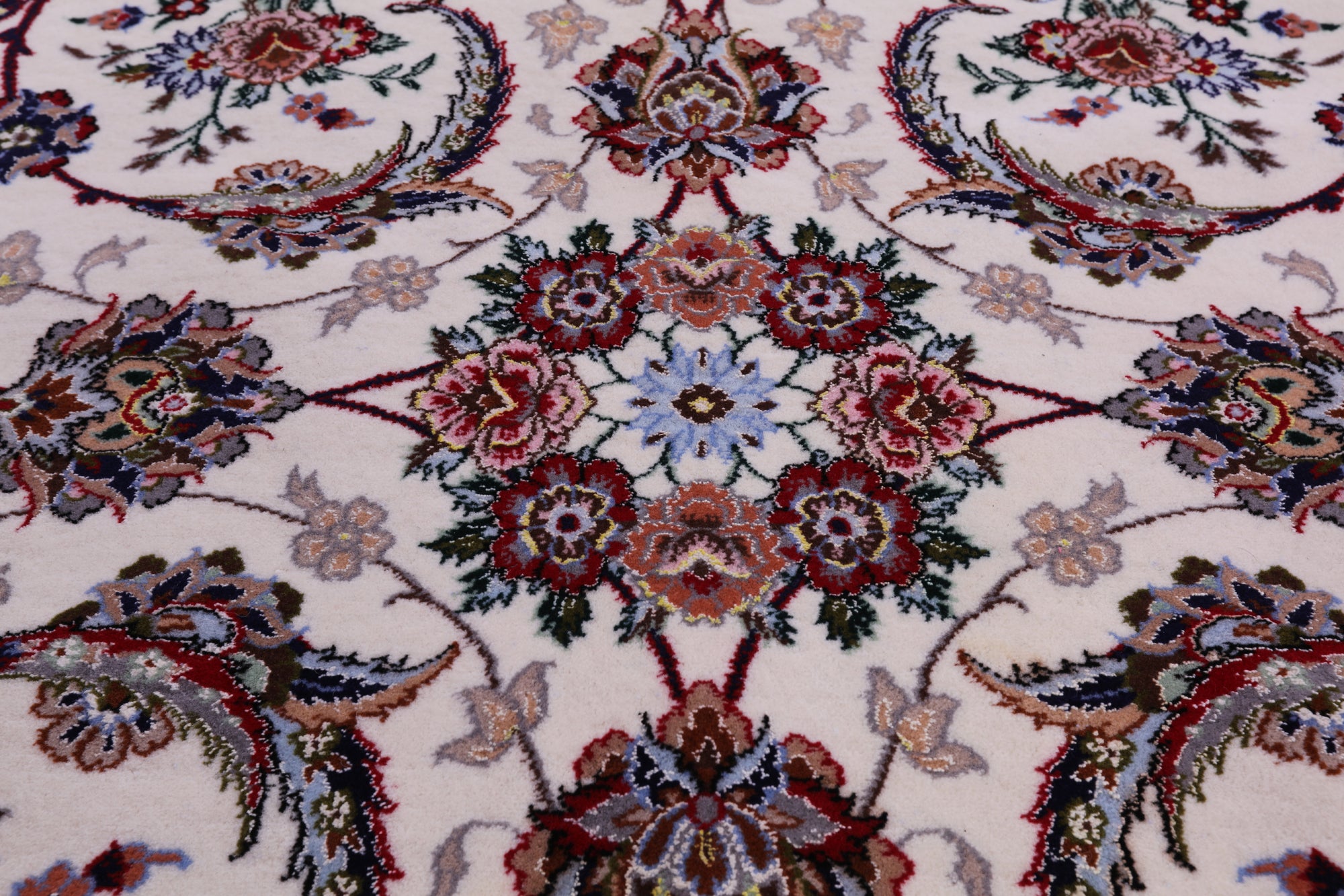 Ivory Signed Wool & Silk Persian Isfahan Rug - 8' 3" X 11' 9" - Golden Nile
