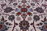 Ivory Signed Wool & Silk Persian Isfahan Rug - 8' 3" X 11' 9" - Golden Nile