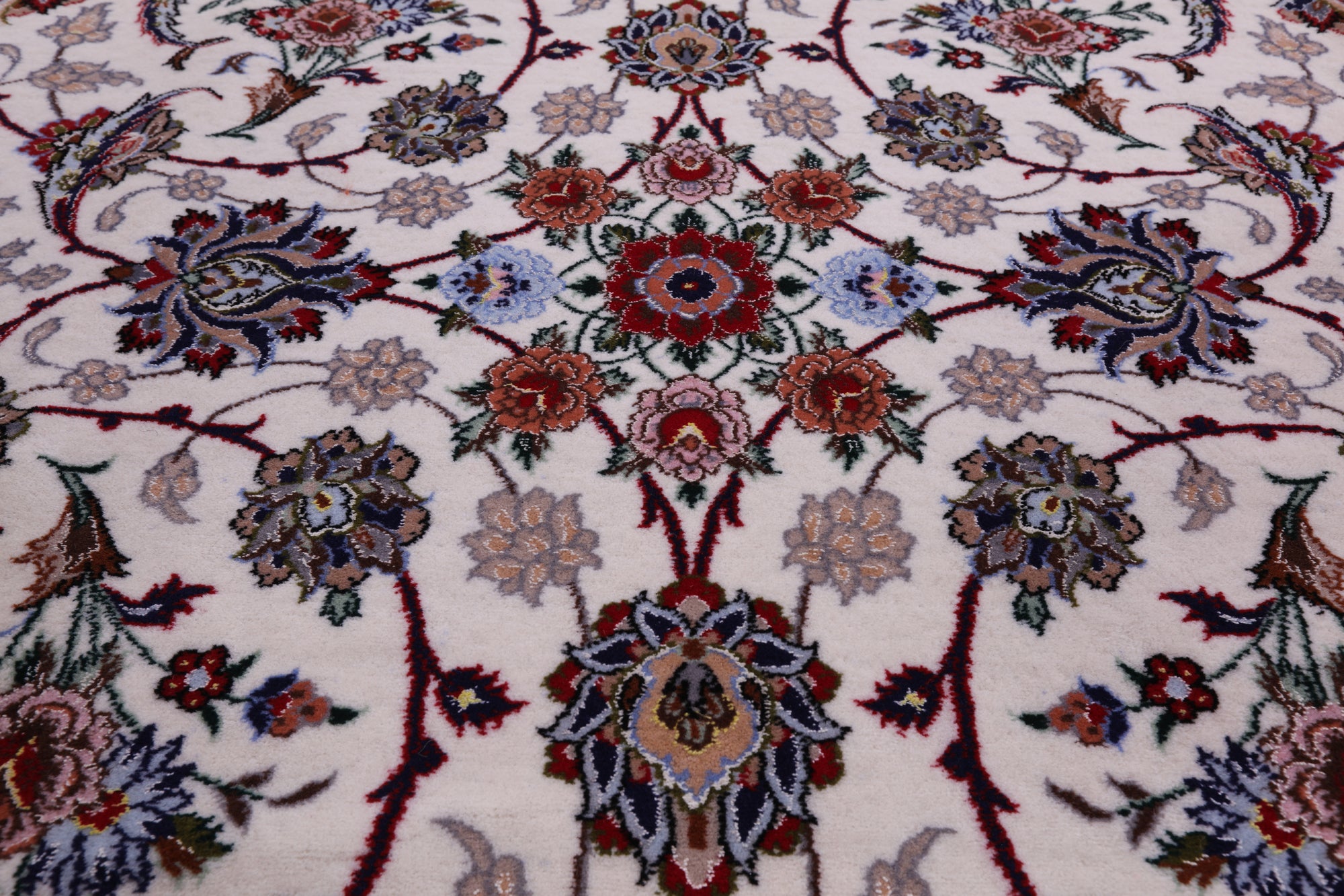 Ivory Signed Wool & Silk Persian Isfahan Rug - 8' 3" X 11' 9" - Golden Nile