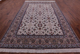 Ivory Signed Wool & Silk Persian Isfahan Rug - 8' 3" X 11' 9" - Golden Nile
