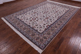 Ivory Signed Wool & Silk Persian Isfahan Rug - 8' 3" X 11' 9" - Golden Nile