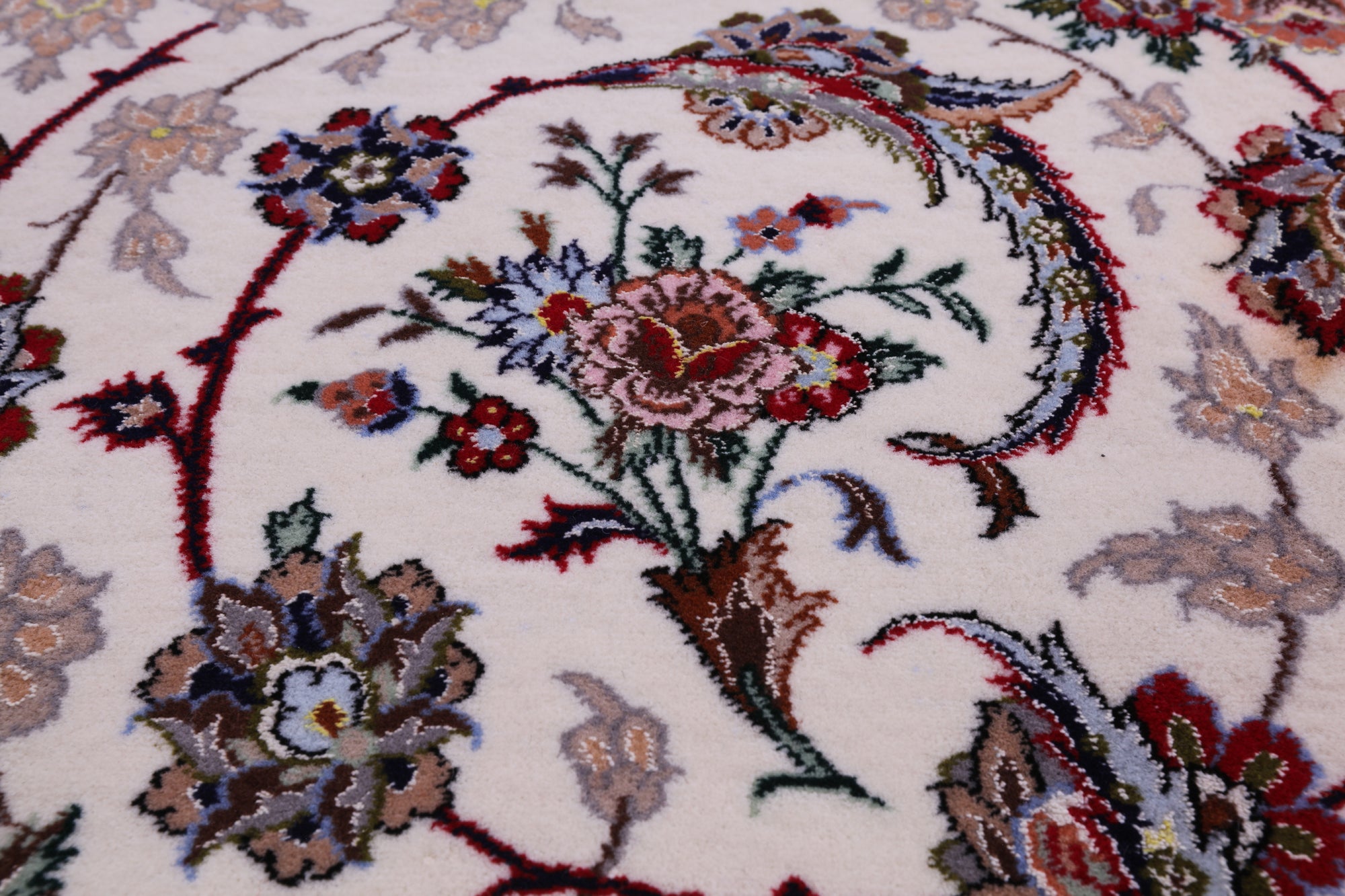 Ivory Signed Wool & Silk Persian Isfahan Rug - 8' 3" X 11' 9" - Golden Nile