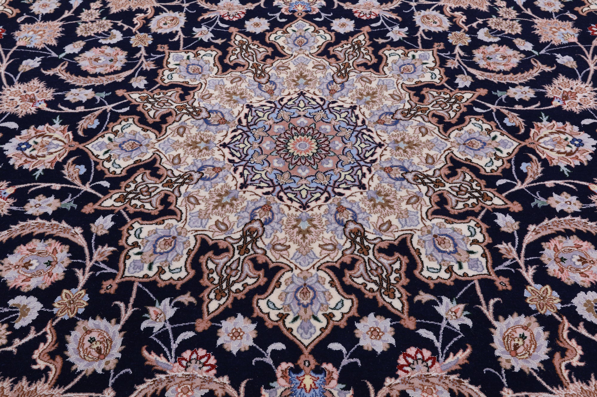 Blue Persian Isfahan Signed Wool & Silk Rug - 8' 4" X 11' 3" - Golden Nile