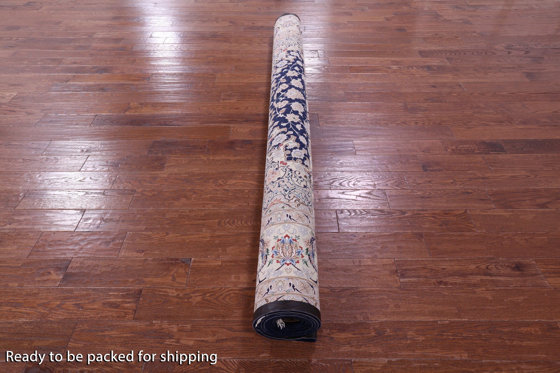 Blue Persian Isfahan Signed Wool & Silk Rug - 8' 4" X 11' 3" - Golden Nile