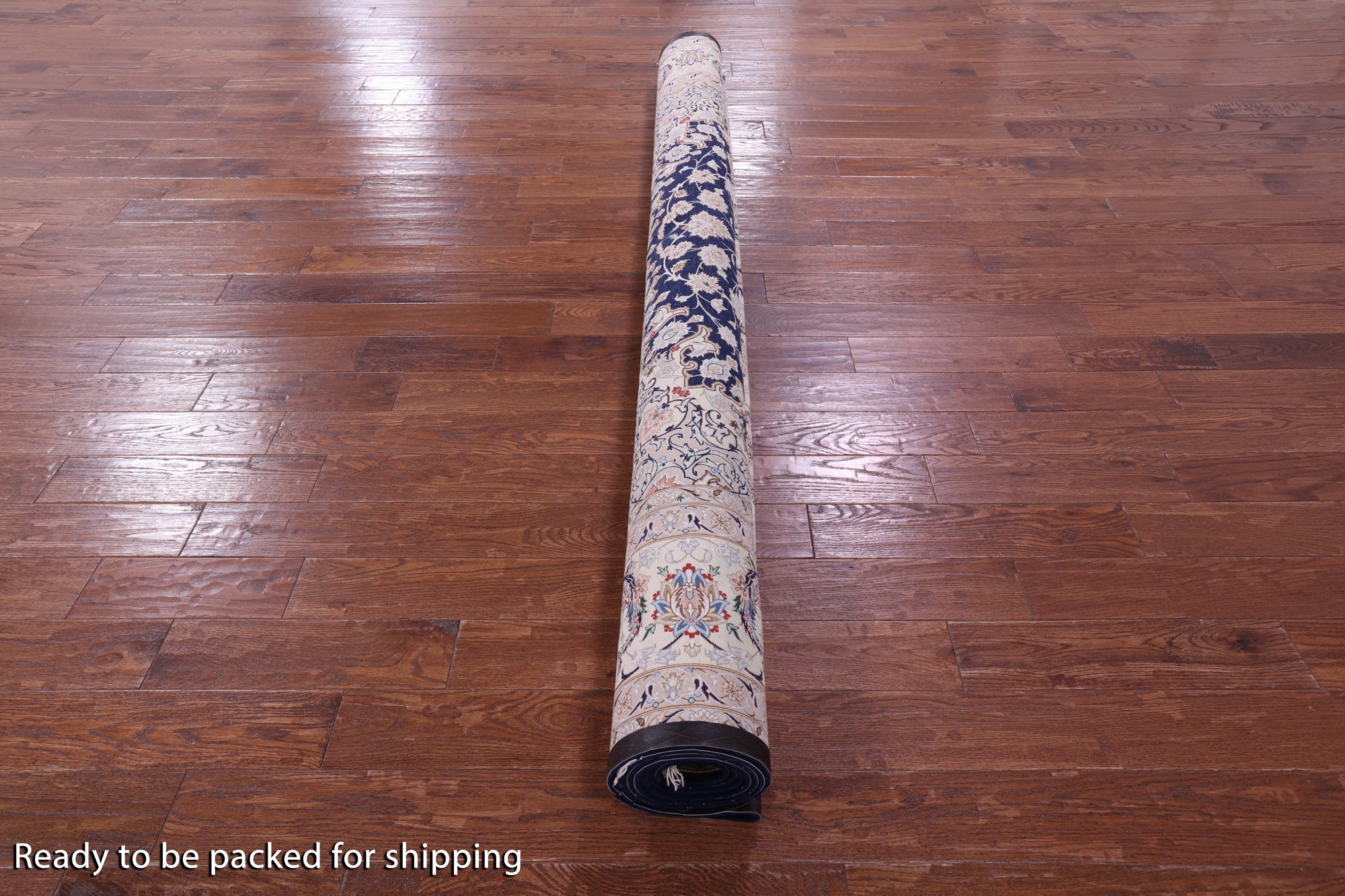 Blue Persian Isfahan Signed Wool & Silk Rug - 8' 4" X 11' 3" - Golden Nile