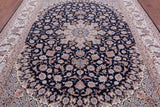 Blue Persian Isfahan Signed Wool & Silk Rug - 8' 4" X 11' 3" - Golden Nile