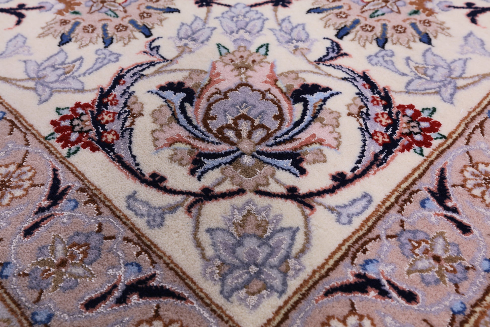 Blue Persian Isfahan Signed Wool & Silk Rug - 8' 4" X 11' 3" - Golden Nile