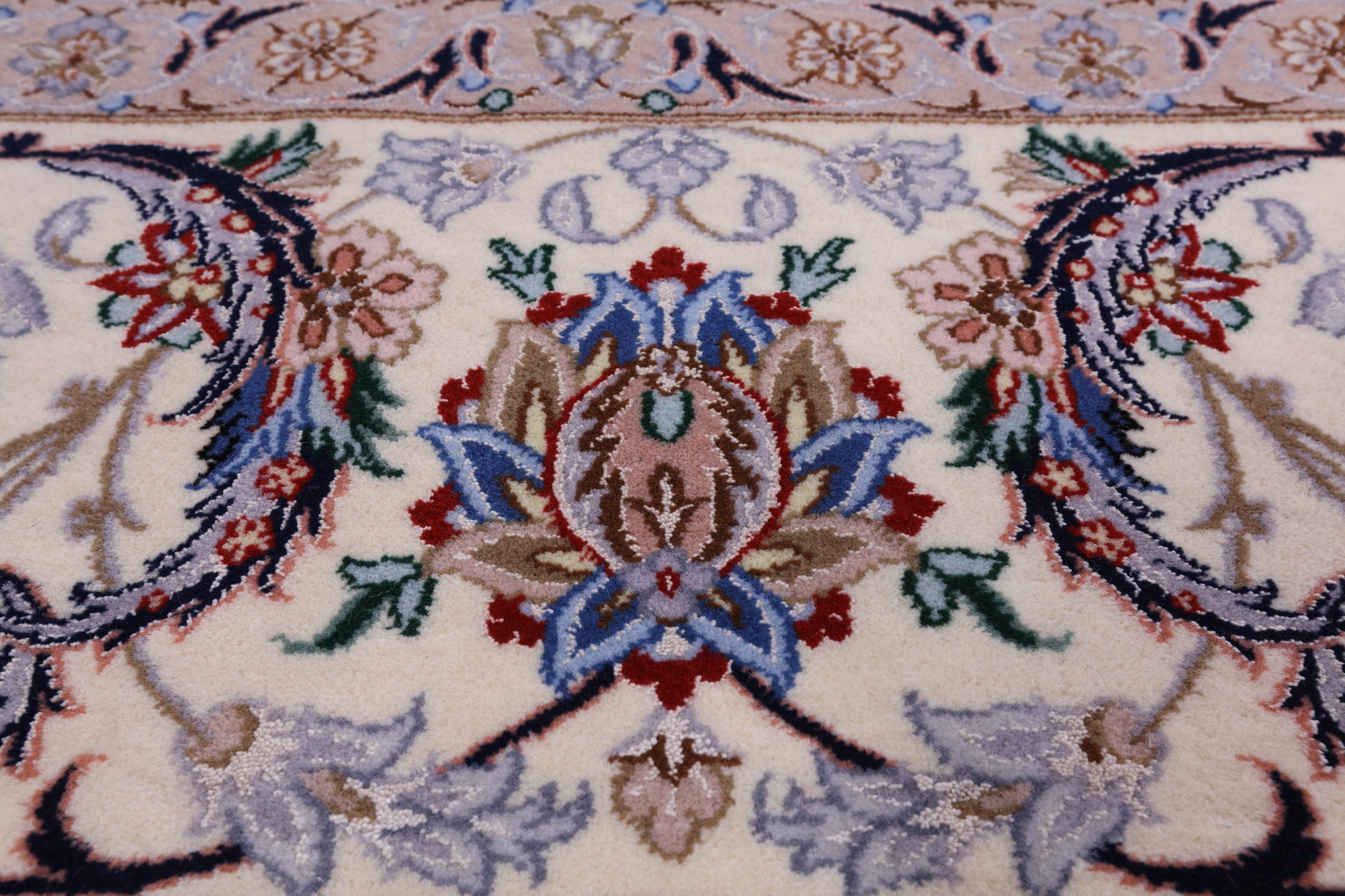 Blue Persian Isfahan Signed Wool & Silk Rug - 8' 4" X 11' 3" - Golden Nile