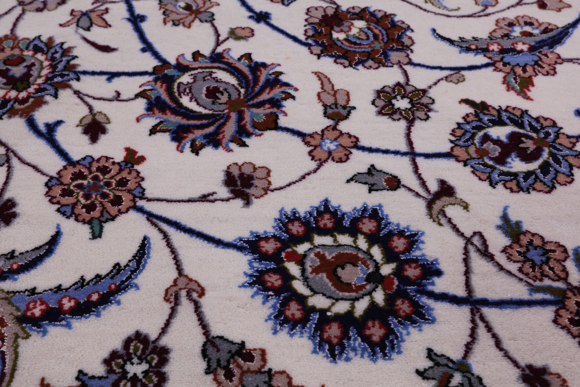 Ivory Signed Isfahan Wool & Silk Rug - 8' 4" X 11' 8" - Golden Nile
