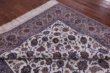 Ivory Signed Isfahan Wool & Silk Rug - 8' 4" X 11' 8" - Golden Nile