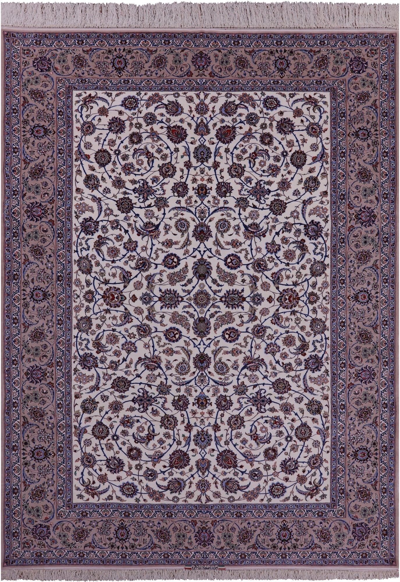 Ivory Signed Isfahan Wool & Silk Rug - 8' 4" X 11' 8" - Golden Nile