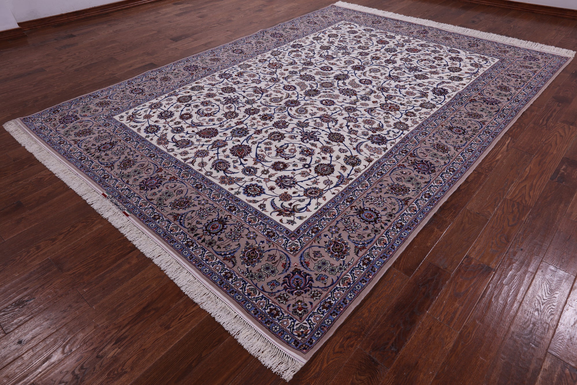 Ivory Signed Isfahan Wool & Silk Rug - 8' 4" X 11' 8" - Golden Nile