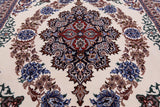 Ivory Persian Isfahan Signed Wool & Silk Rug - 5' 2" X 7' 9" - Golden Nile