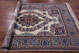 Ivory Persian Isfahan Signed Wool & Silk Rug - 5' 2" X 7' 9" - Golden Nile