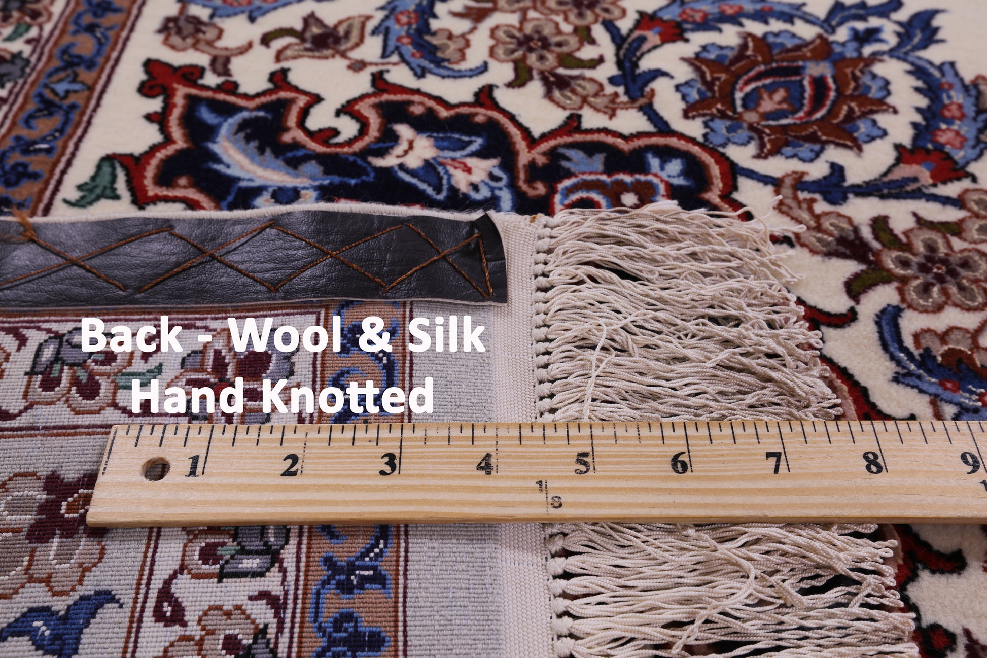 Ivory Persian Isfahan Signed Wool & Silk Rug - 5' 2" X 7' 9" - Golden Nile