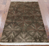 Elegant Brown Tibetan Modern Wool & Silk Area Rug 3 X 5 - Golden Nile