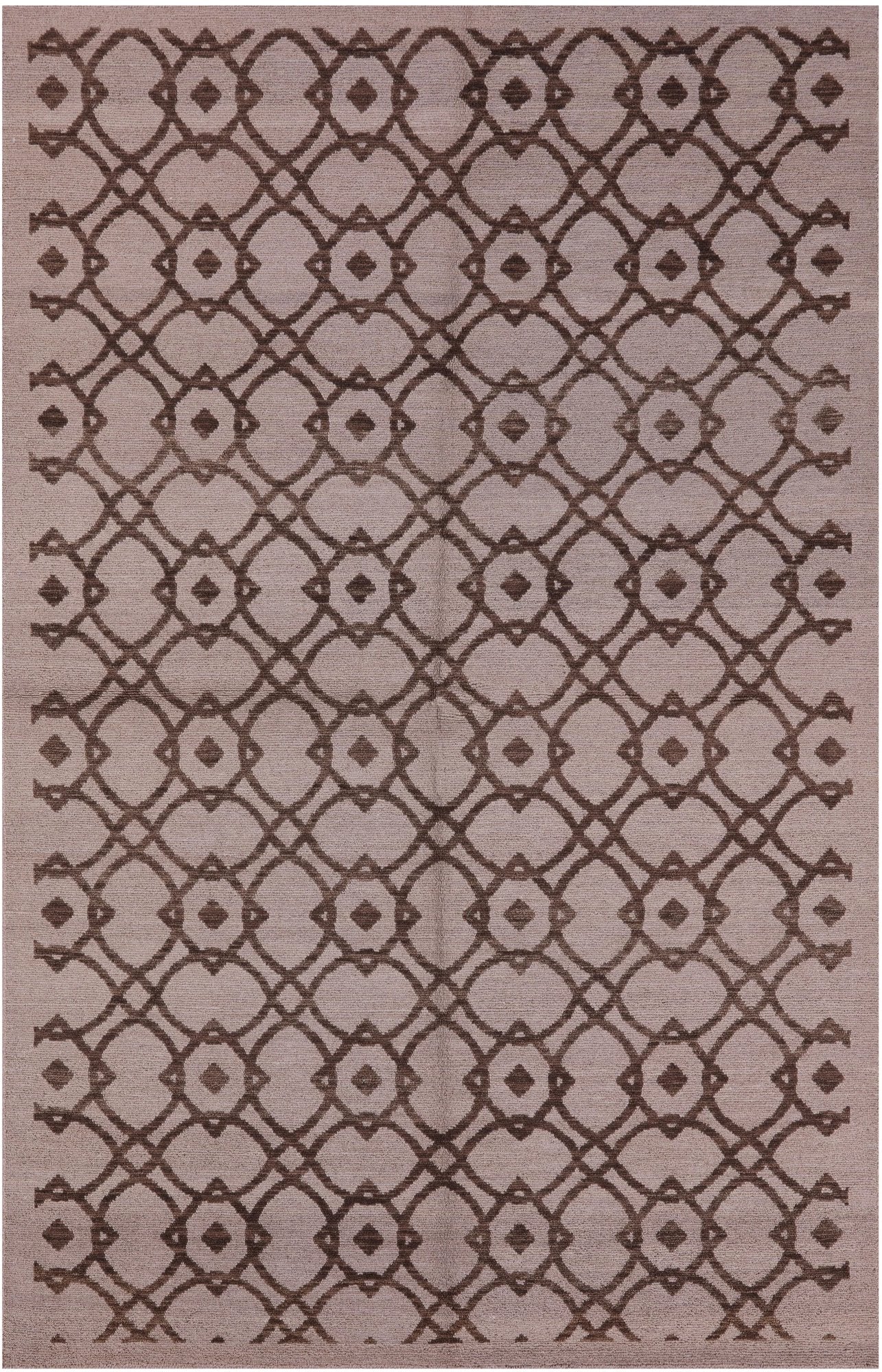 Ivory Modern Hand Knotted Wool Rug - 5' 2" X 8' 2" - Golden Nile