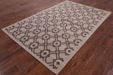 Ivory Modern Hand Knotted Wool Rug - 5' 2" X 8' 2" - Golden Nile