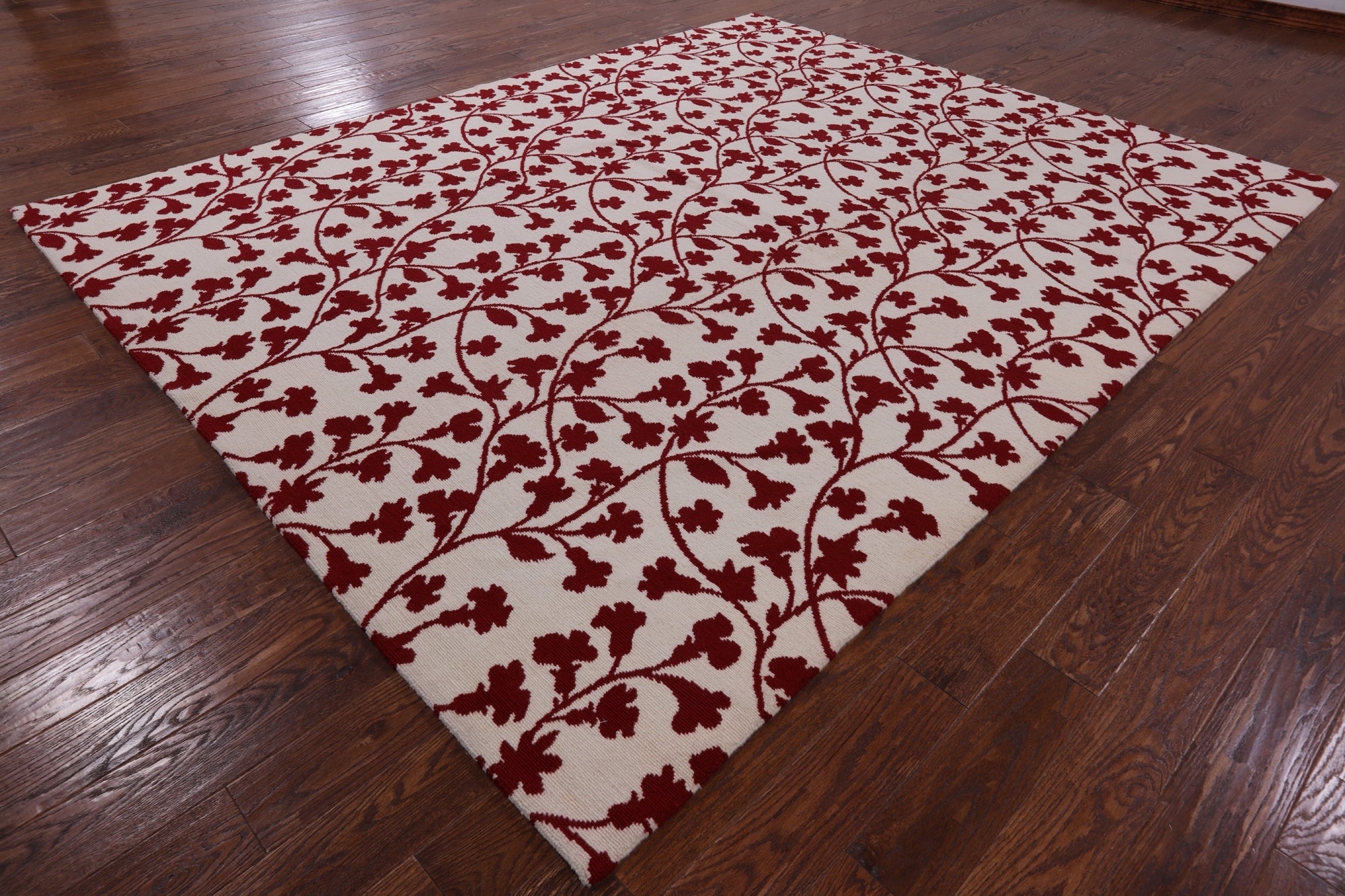 Ivory Floral Modern Hand Knotted Wool Rug - 8' 0" X 10' 0" - Golden Nile