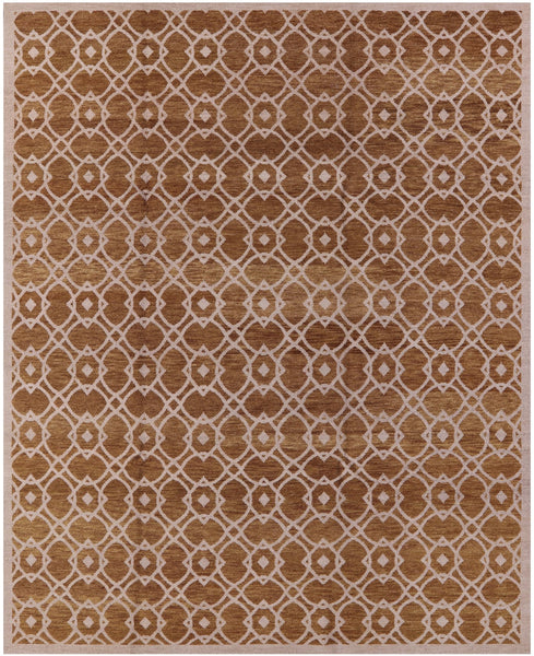 Modern Handmade Wool Rug - 8' 2" X 10' 0" - Golden Nile