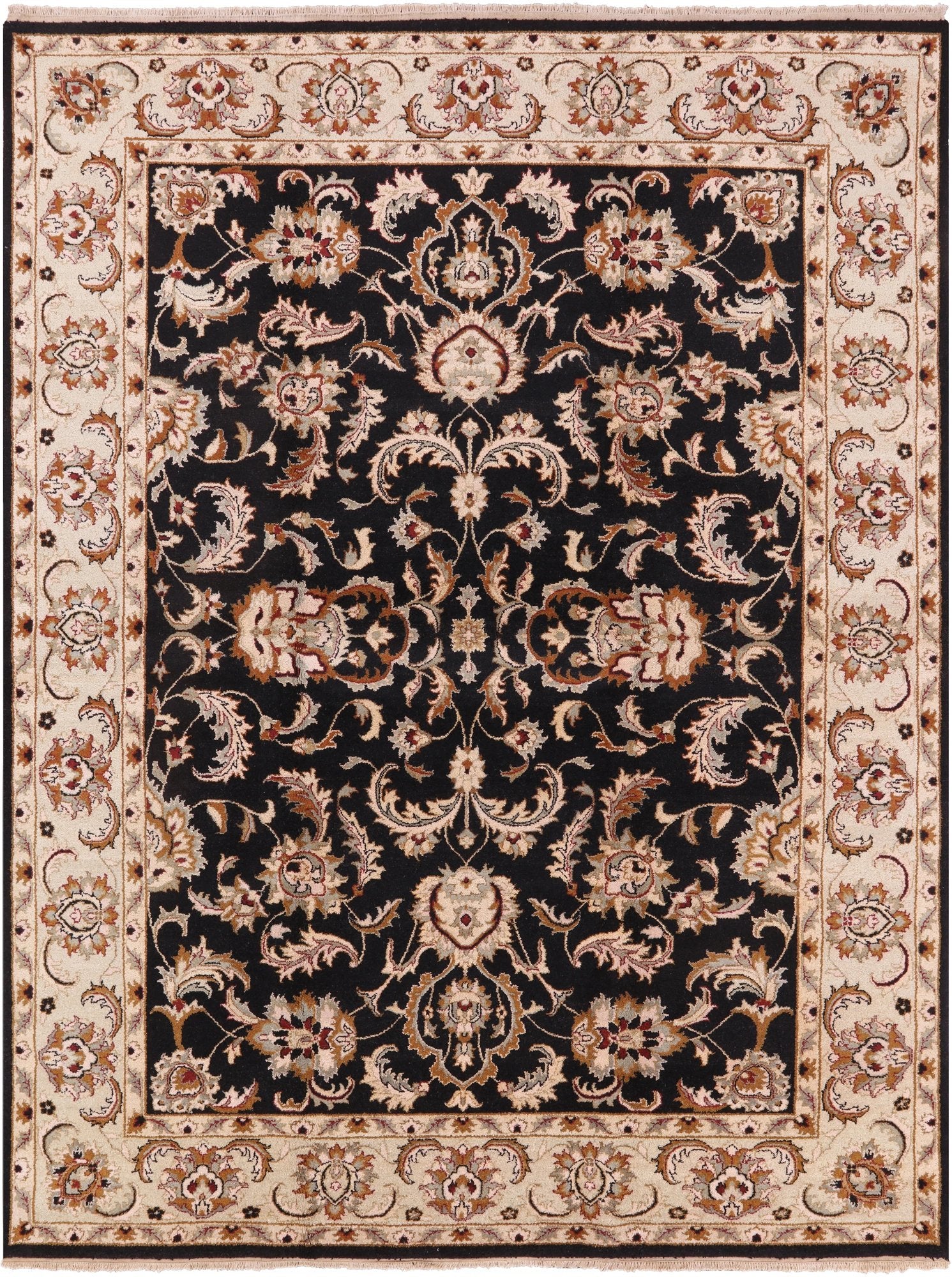 Black Peshawar Handmade Wool Rug - 7' 6" X 9' 8" - Golden Nile
