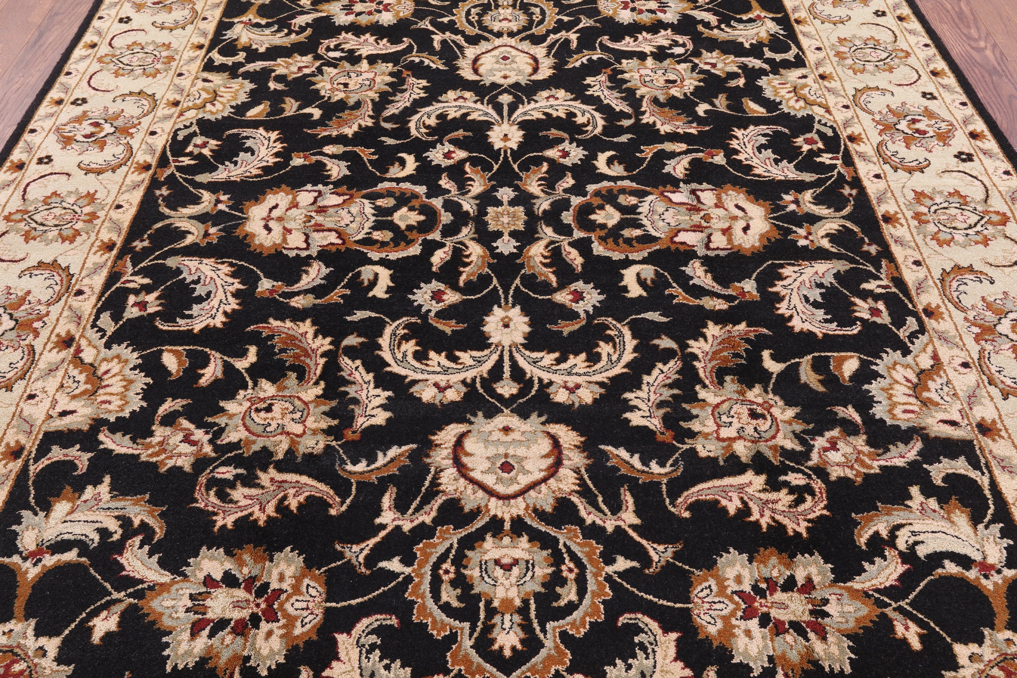 Black Peshawar Handmade Wool Rug - 7' 6" X 9' 8" - Golden Nile