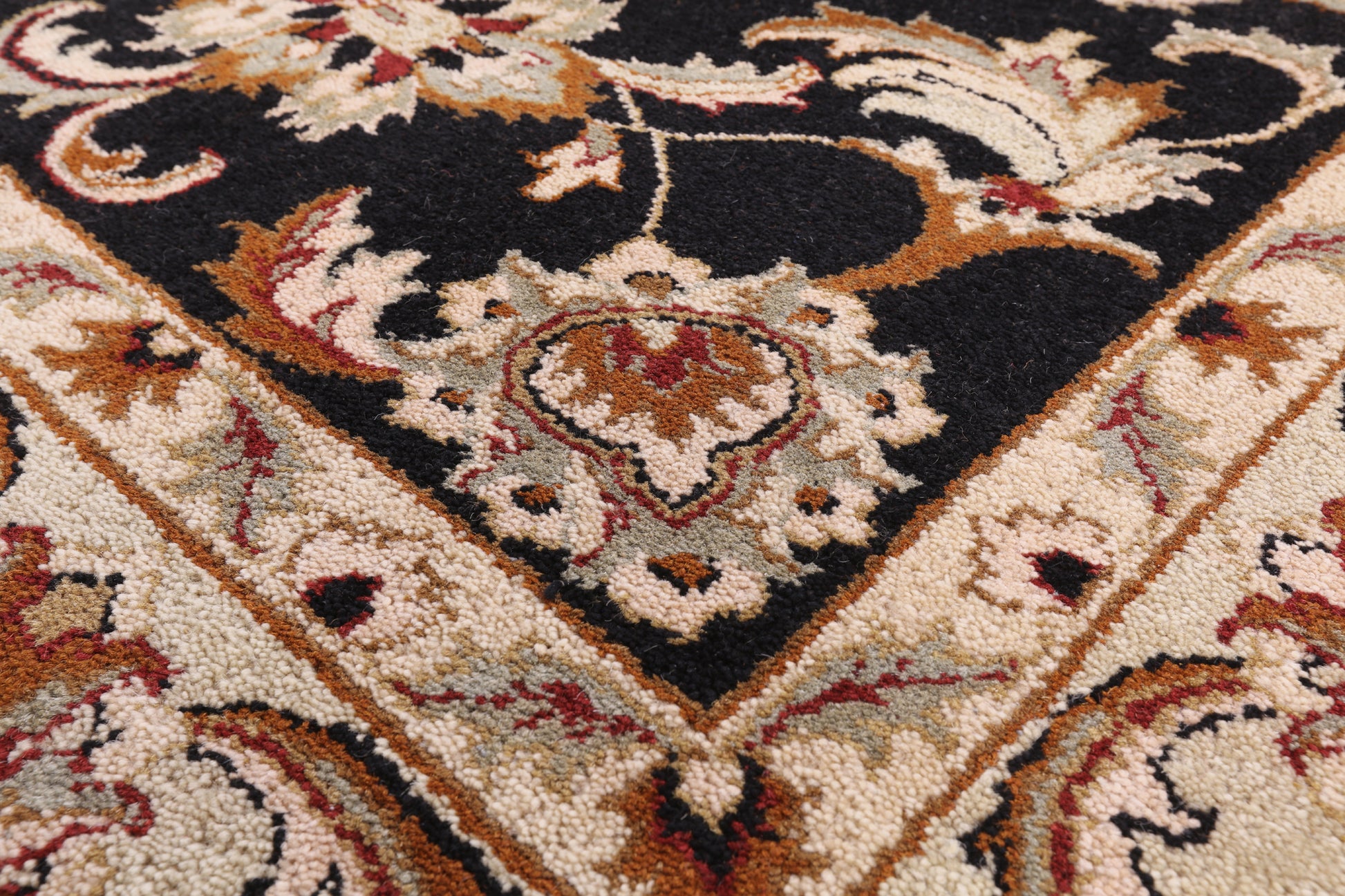 Black Peshawar Handmade Wool Rug - 7' 6" X 9' 8" - Golden Nile
