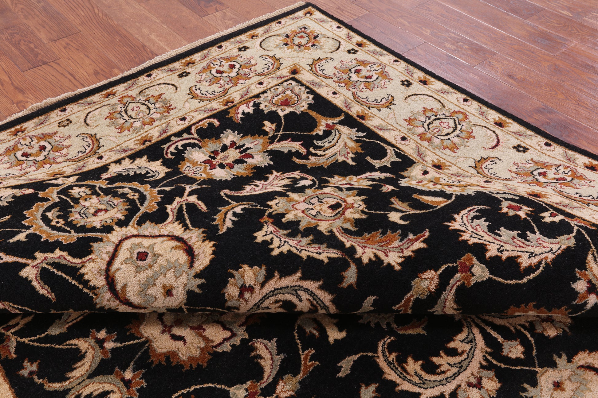Black Peshawar Handmade Wool Rug - 7' 6" X 9' 8" - Golden Nile