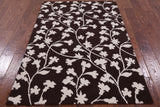 Brown Floral Modern Handmade Wool Rug - 3' 7" X 5' 7" - Golden Nile