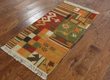 2 x 4 Kilim Oriental Hand Knotted Rug - Golden Nile