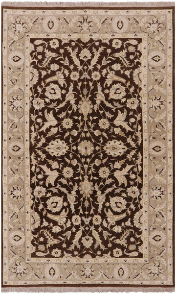 Brown Turkish Oushak Hand Knotted Wool Area Rug - 5' 3" X 8' 7" - Golden Nile