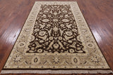 Brown Turkish Oushak Hand Knotted Wool Area Rug - 5' 3" X 8' 7" - Golden Nile