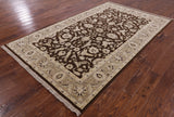 Brown Turkish Oushak Hand Knotted Wool Area Rug - 5' 3" X 8' 7" - Golden Nile